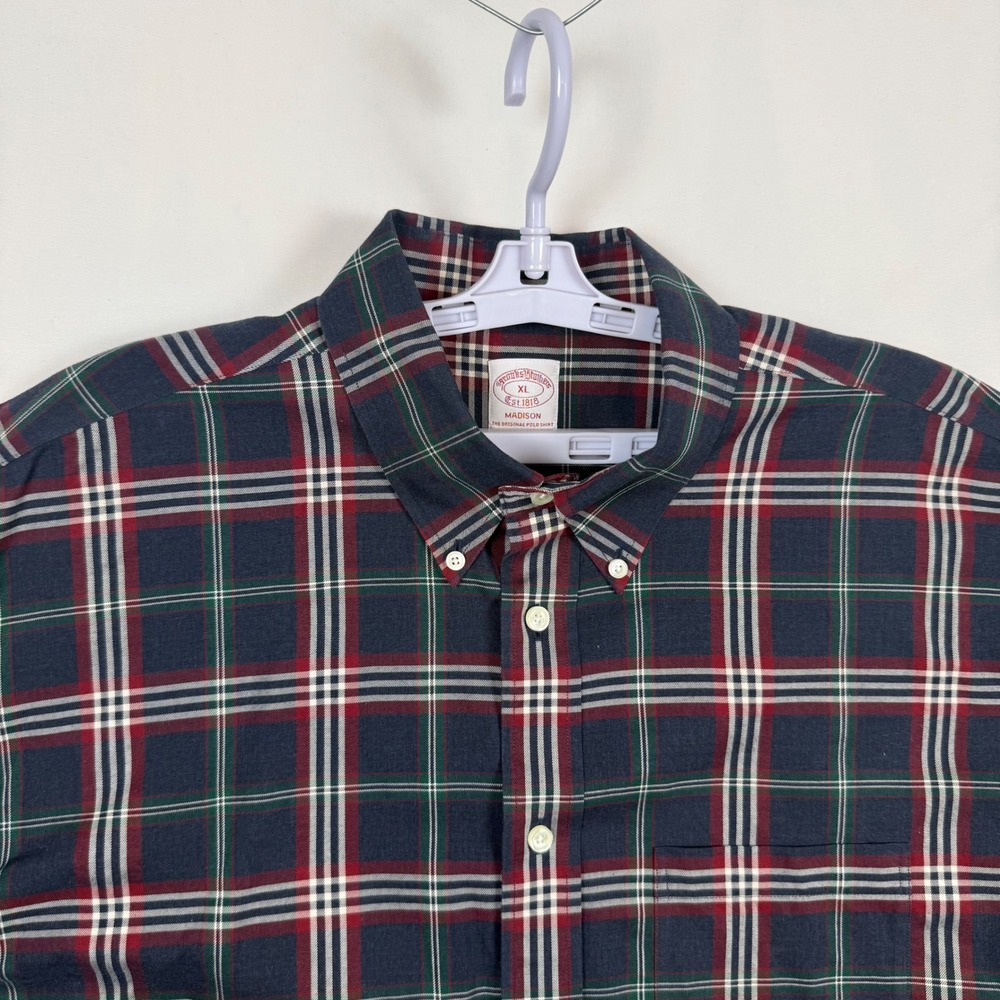 Brooks Brothers Madison Shirt XL Mens Non-Iron Supima Cotton Plaid Button Down